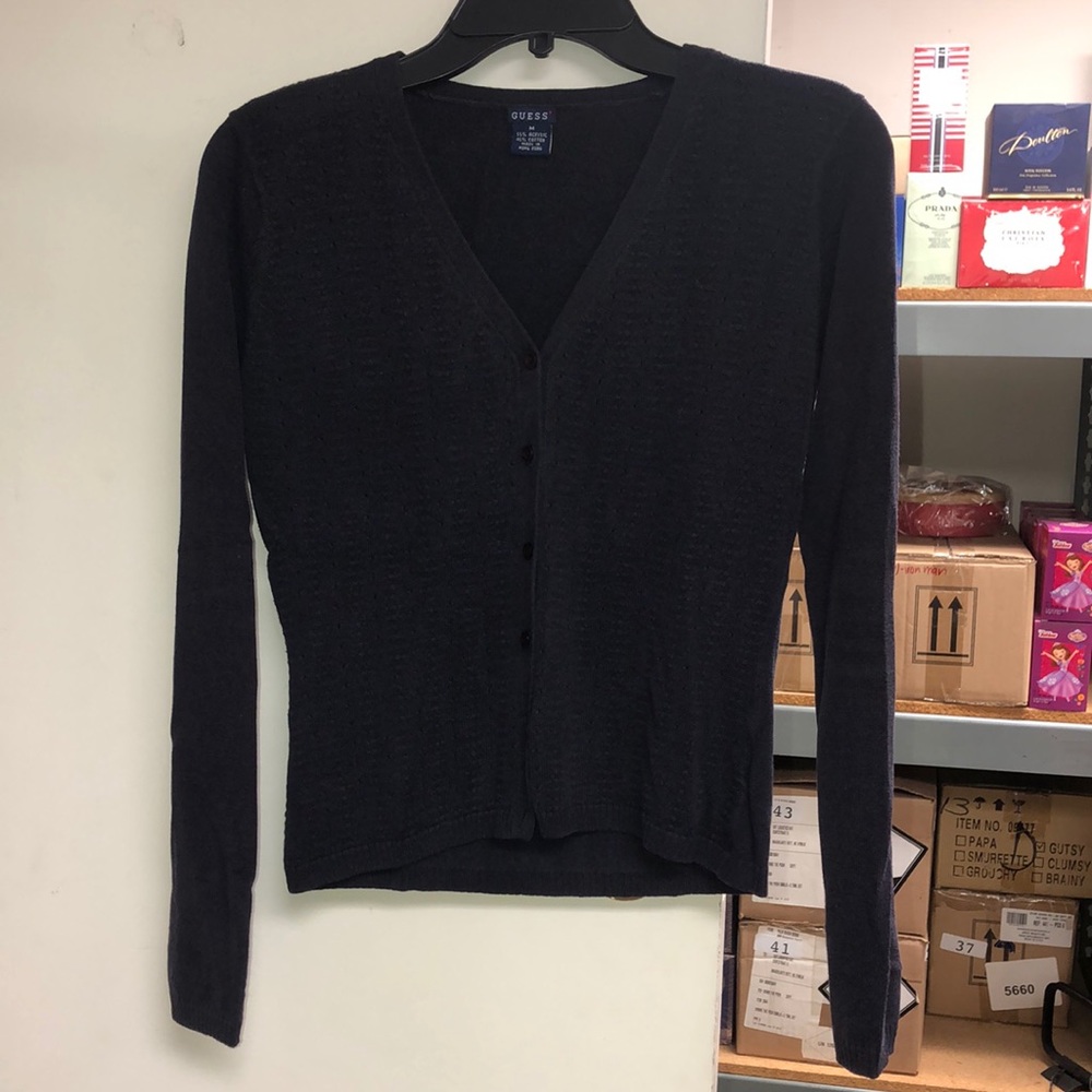 Guess Brand Navy Blue Cardigan, Size Medium.